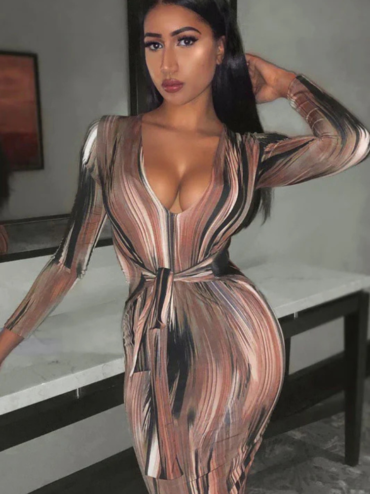 Naomi | Women's Printed Maxi Dress | Tie Front