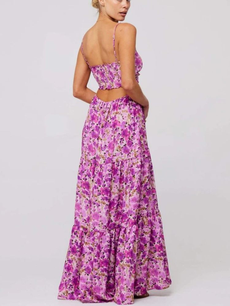 Isla | Women’s Printed Maxi Dress | Cut-Out & Slip Style