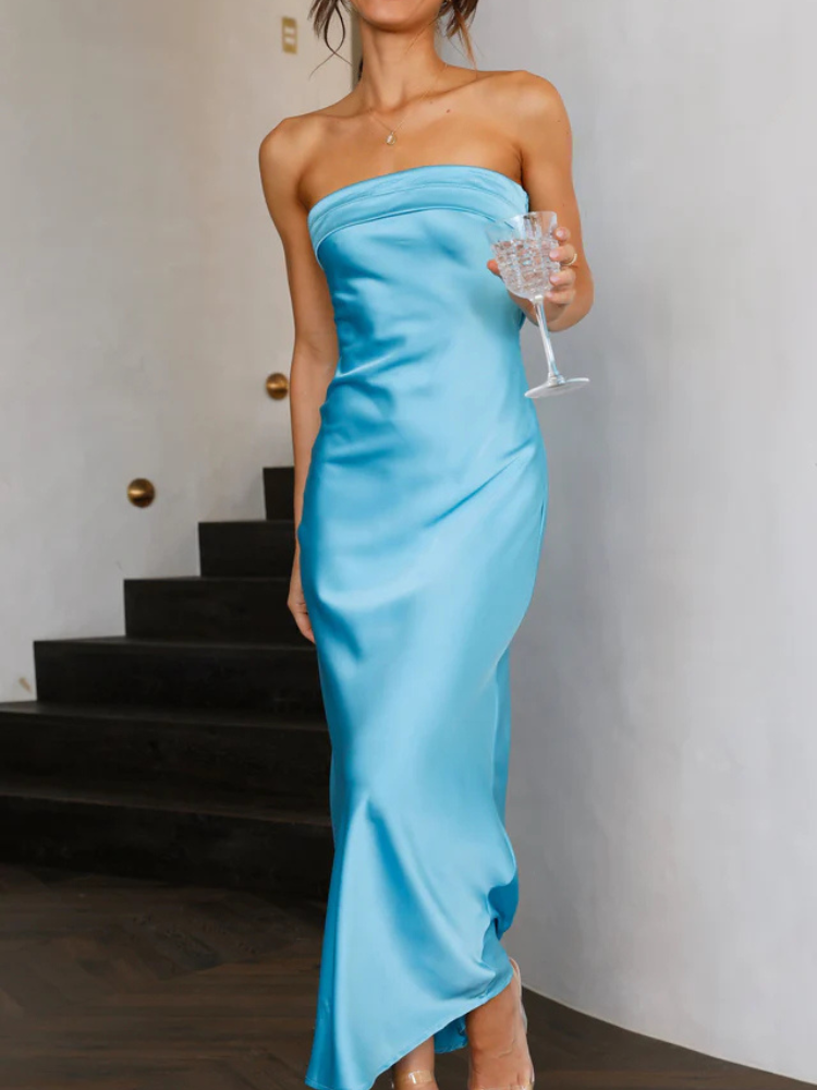 Miya | Women’s Maxi Dress | Strapless Cowl Back Elegant Fit