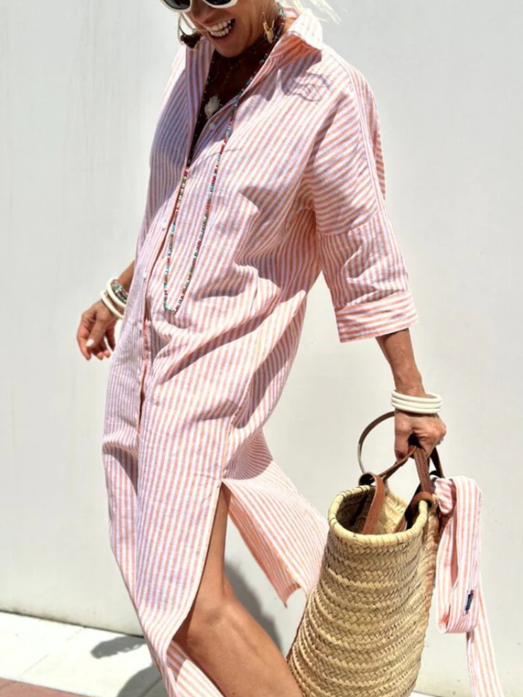 Leona | Women’s Shirt Dress | Striped & Effortless