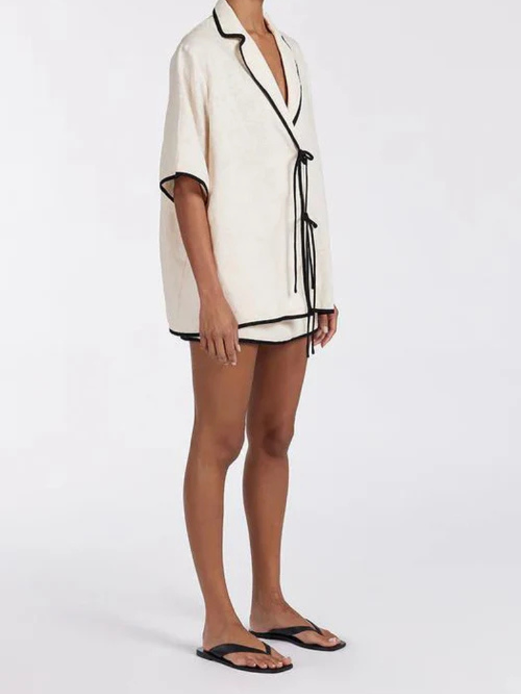 Violet | Women’s Skirt Set | Oversized Contrast Tie