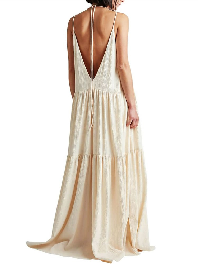 Isla | Women’s Pleated Maxi Dress | Asymmetrical Elegance