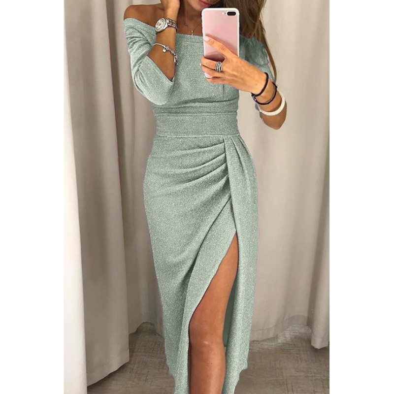 Alessandra | Women's Off-Shoulder Dress | Elegant Satin