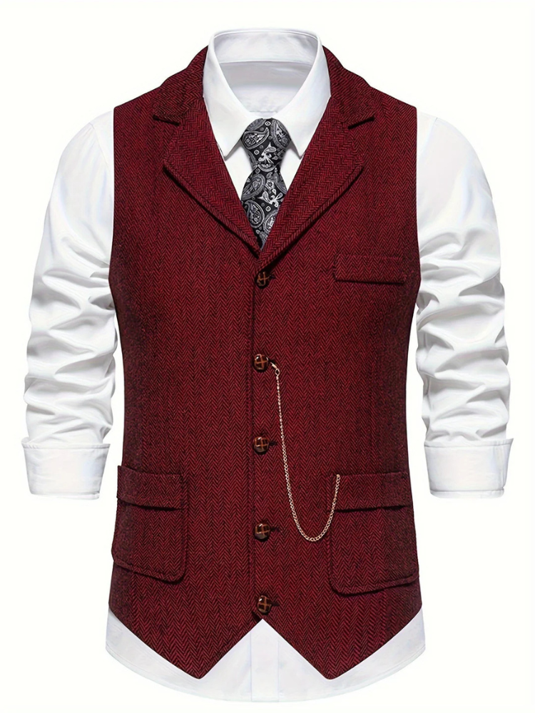Lennard | Men’s Herringbone Vest | Classic Fit