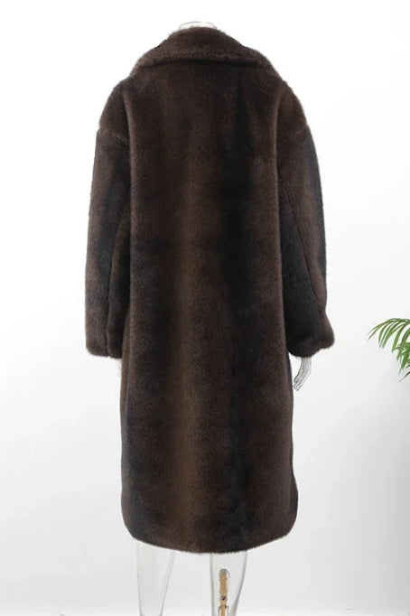 Full-Length Faux Fur Coat | Luxurious & Timeless | Perfect for Winter Elegance