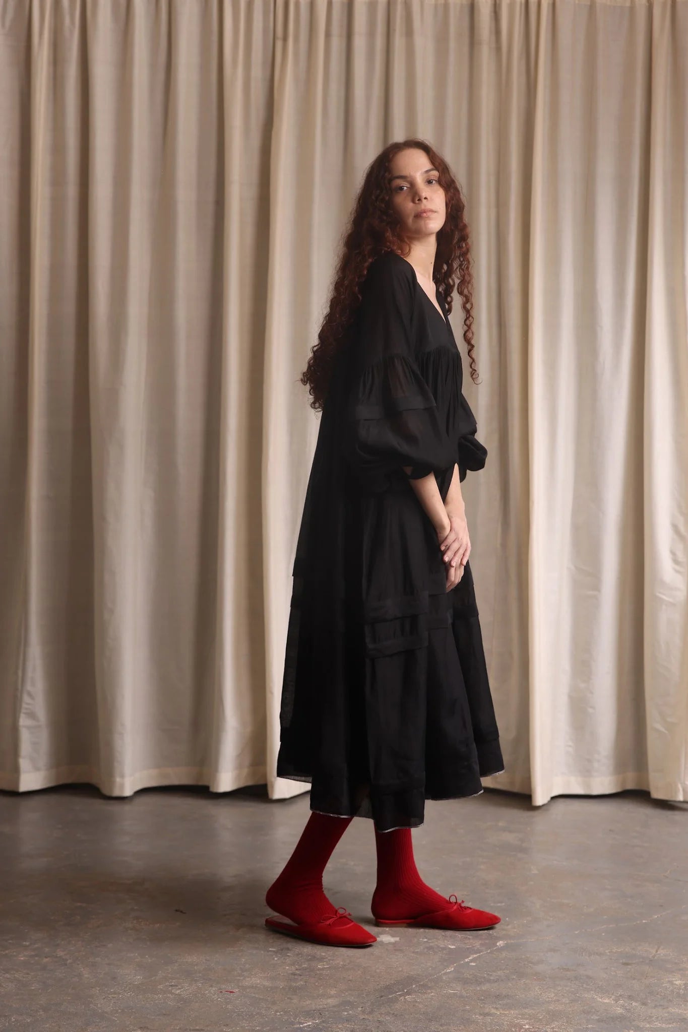 Oversized Black Midi Dress | Flowing & Elegant | Artistic Statement