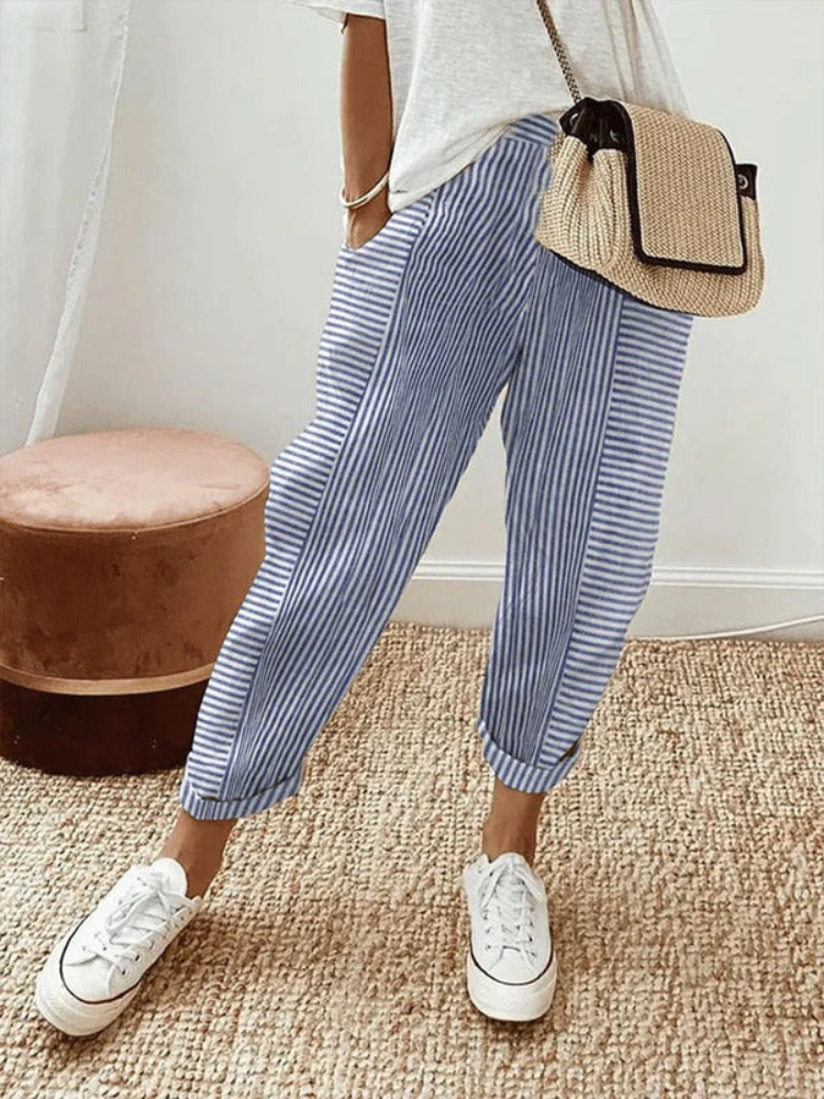 Nina | Women’s Relax Pants | Striped Cotton