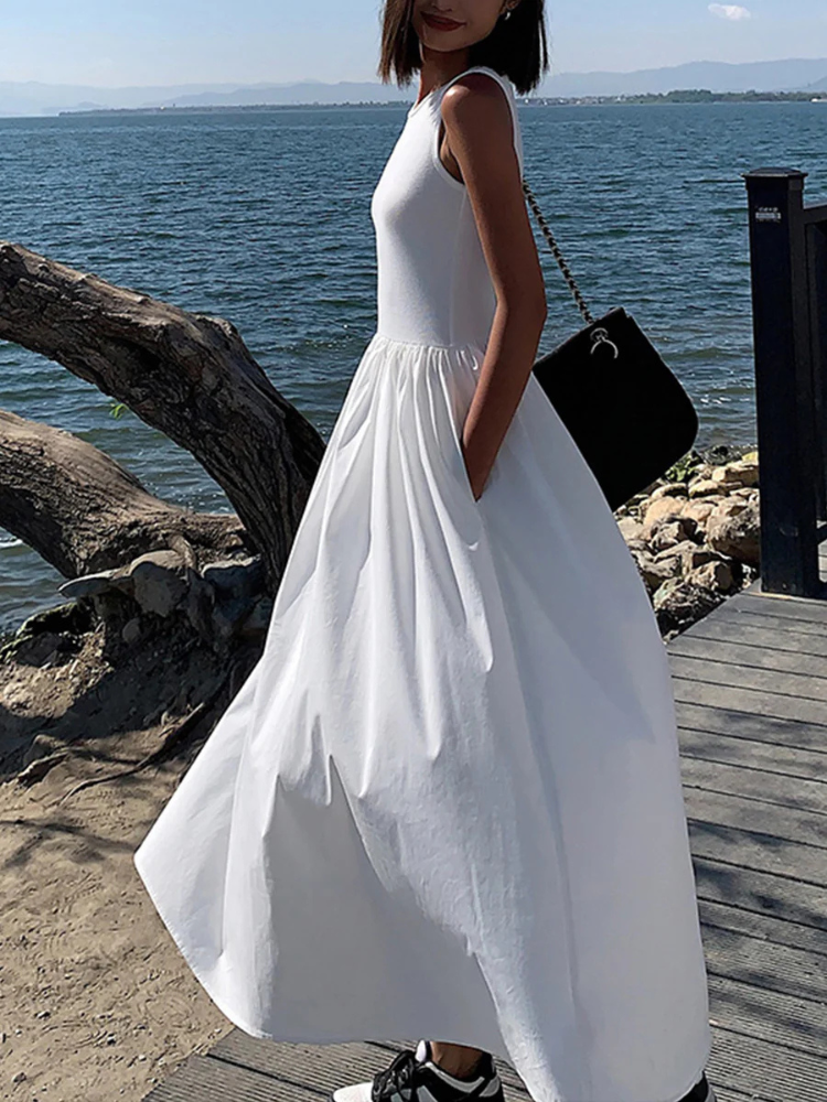 Alina | Women’s Long Dress | Crew Neck Minimal