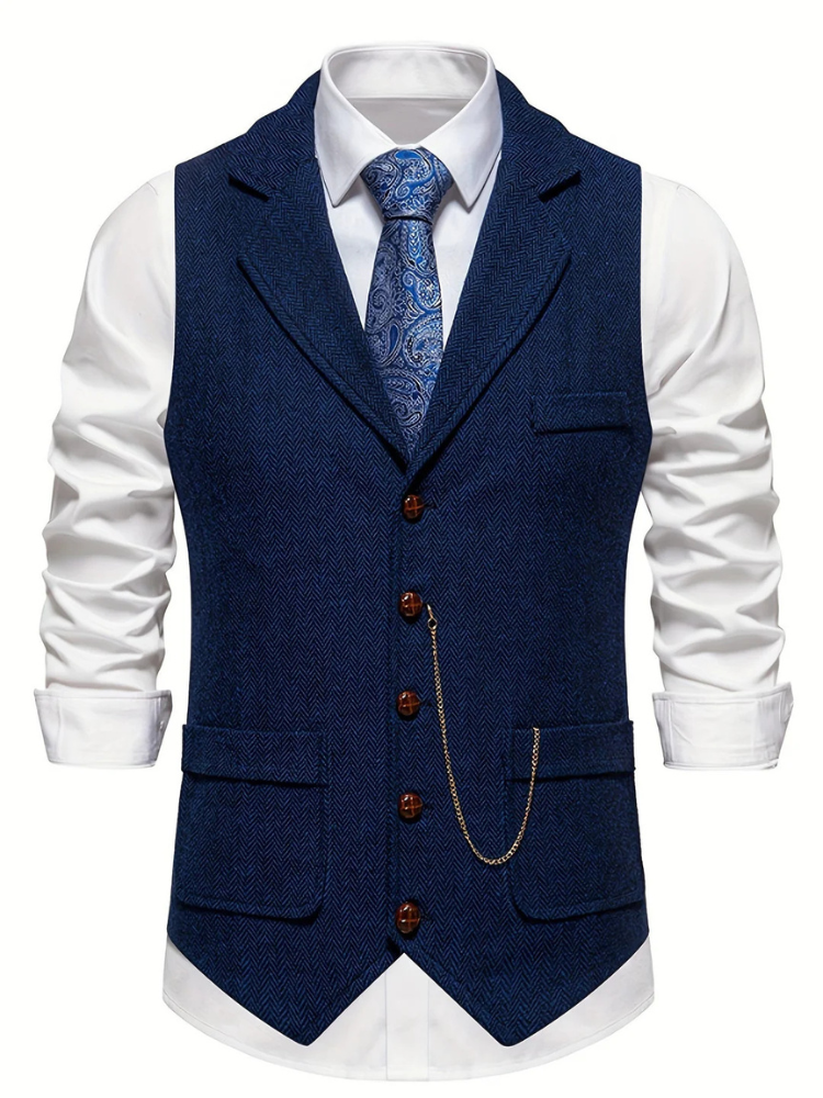 Lennard | Men’s Herringbone Vest | Classic Fit