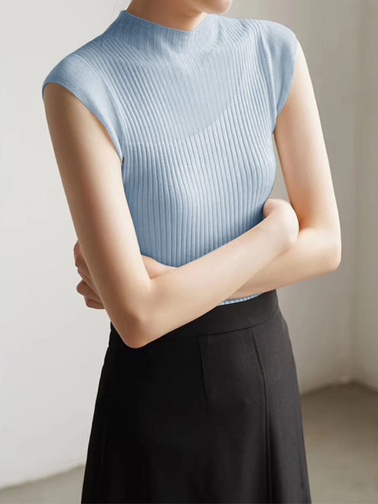 Nyra | Women’s Top | Mesh Patchwork Sleeveless Fitted