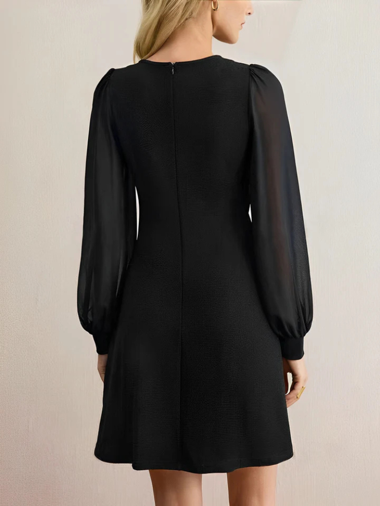 Milara | Women’s Dress | Round Neck Buttoned Long Sleeve A-Line