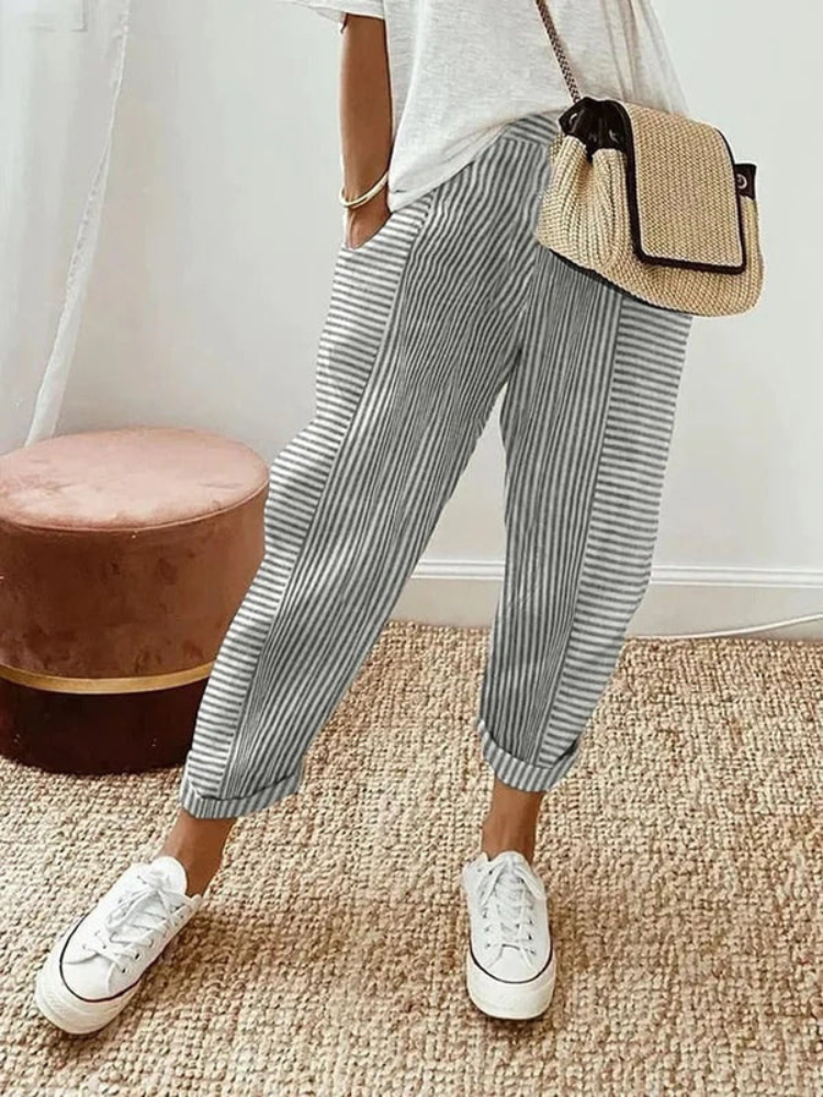 Nina | Women’s Relax Pants | Striped Cotton