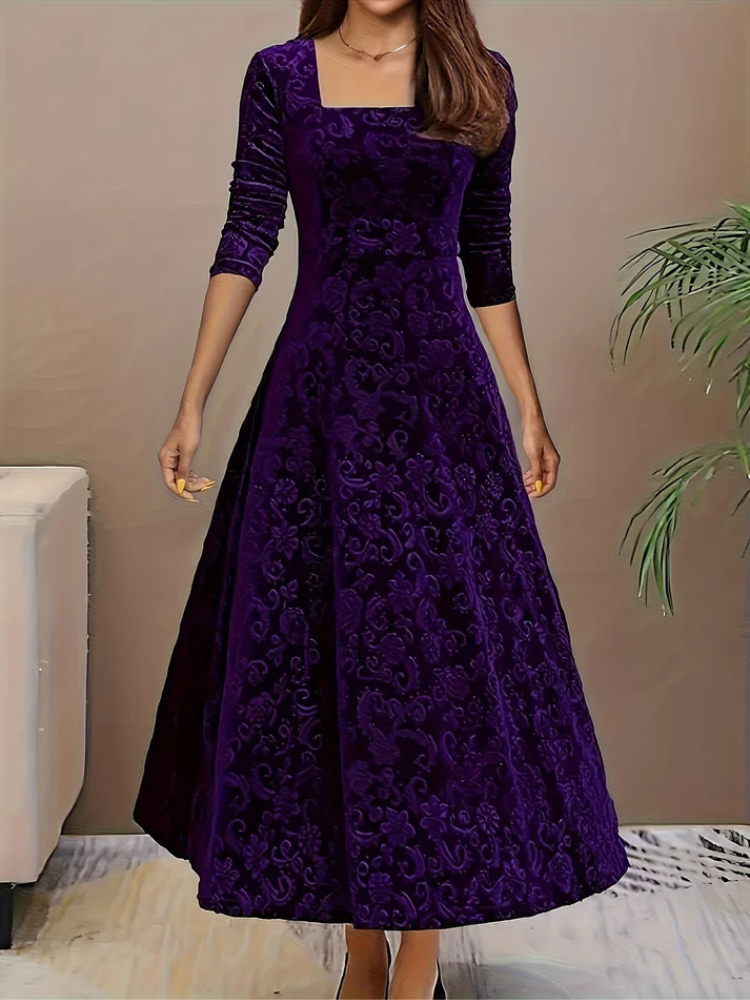 Vivienne | Women’s Velvet Formal Dress | Floral & Sophisticated