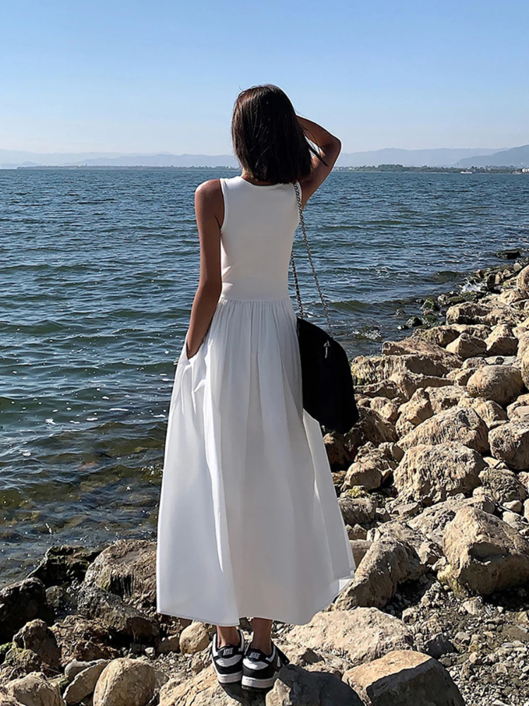 Alina | Women’s Long Dress | Crew Neck Minimal