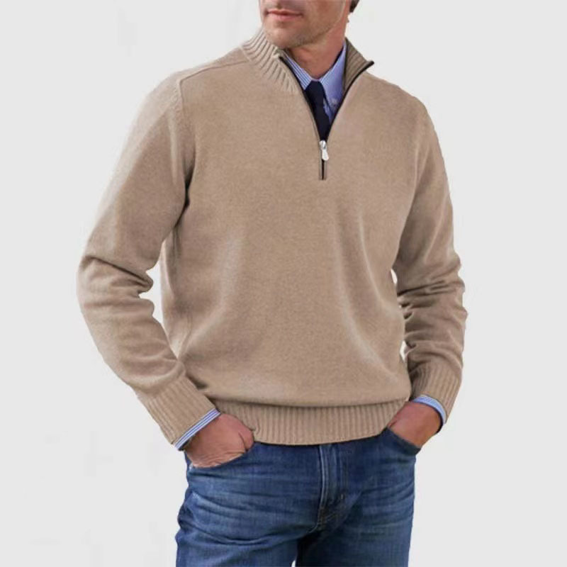 Men’s Half-Zip Sweater | Knitted Pullover with Stand Collar