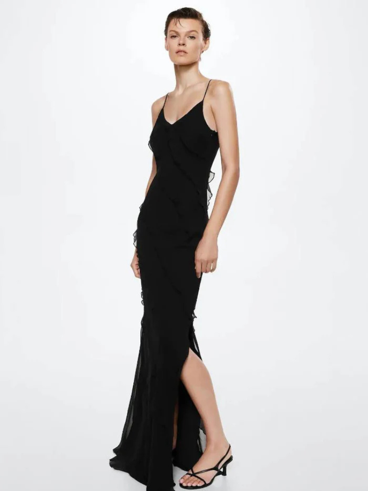 Seraphina | Women’s Chiffon Maxi Dress | Ruffled & Slip Style