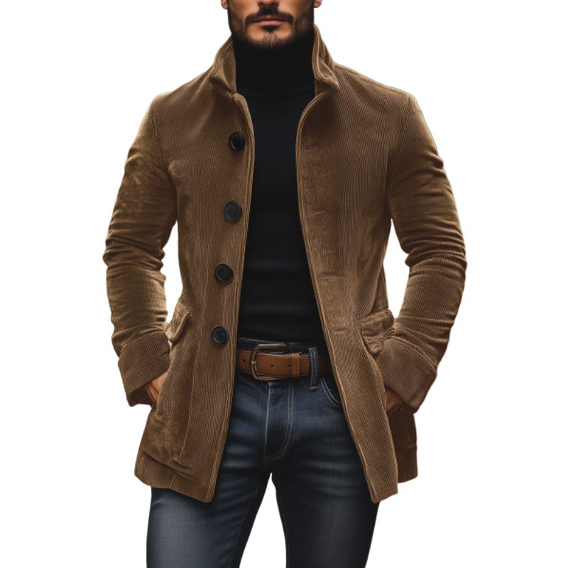 Alvaren – Men’s Corduroy Coat with Stand Collar