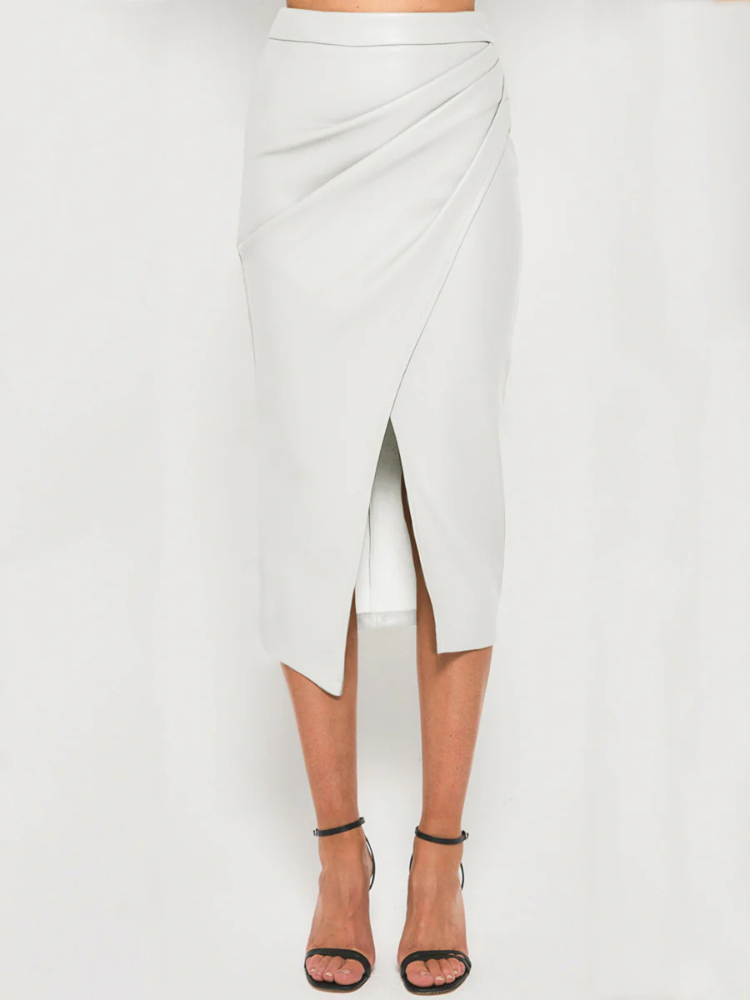 Vionne | Women’s Skirt | Pleated Split PU Leather