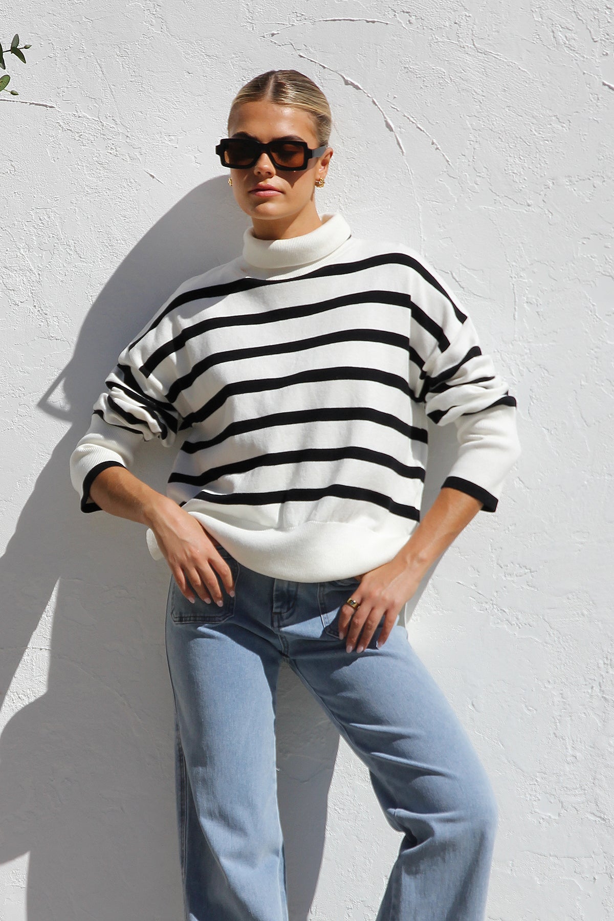 Striped Turtleneck Sweater | Oversized Fit | Classic & Cozy
