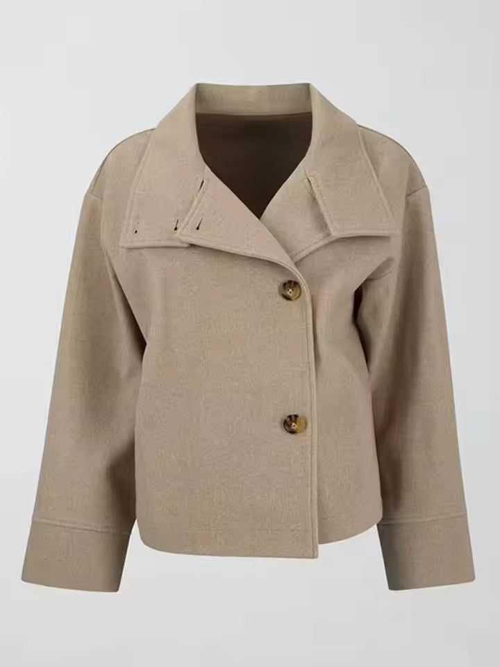 Women’s Short Coat – Double-Breasted with Buttons