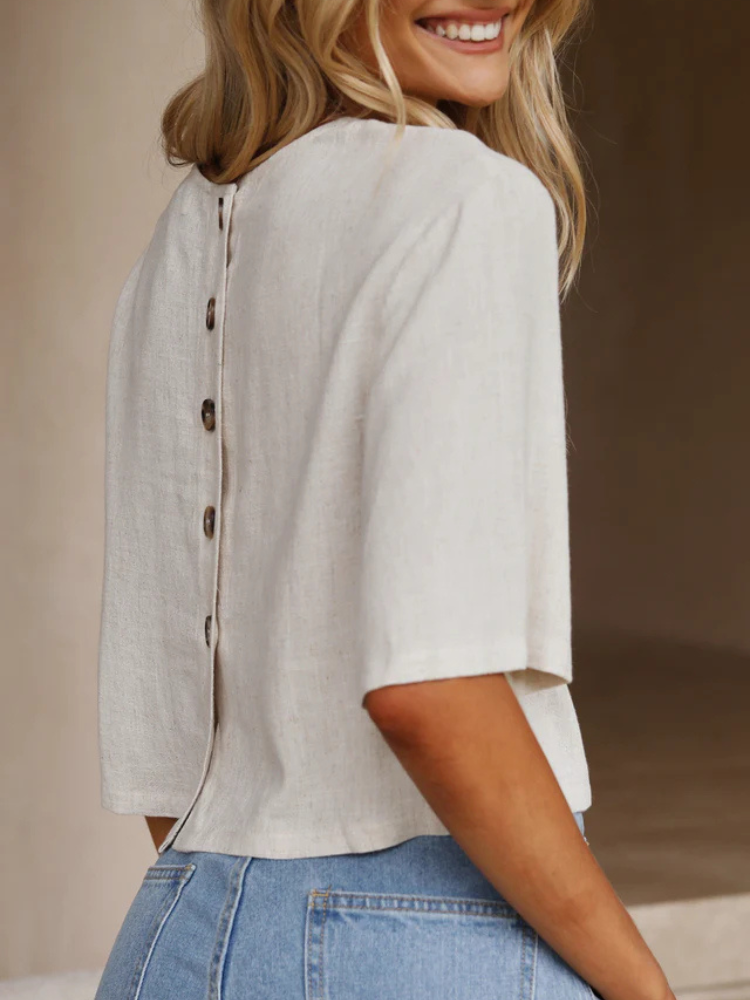 Alaina | Women’s Top | Natural Linen-Blend Tailored Fit