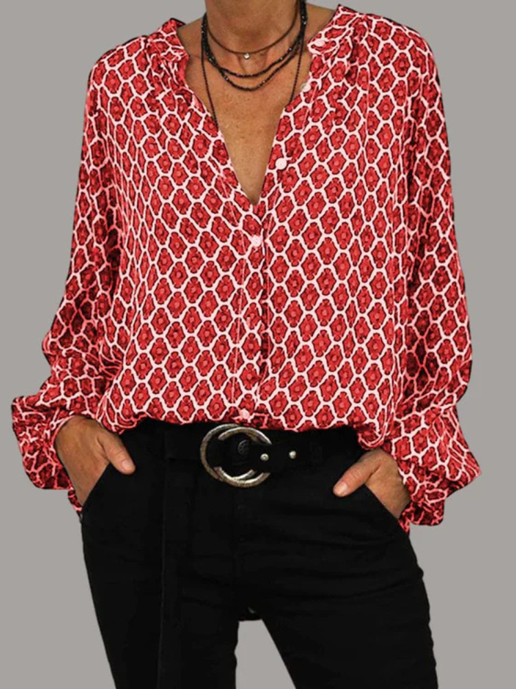 Alyssa | Women’s Casual Blouse | Geometric Print