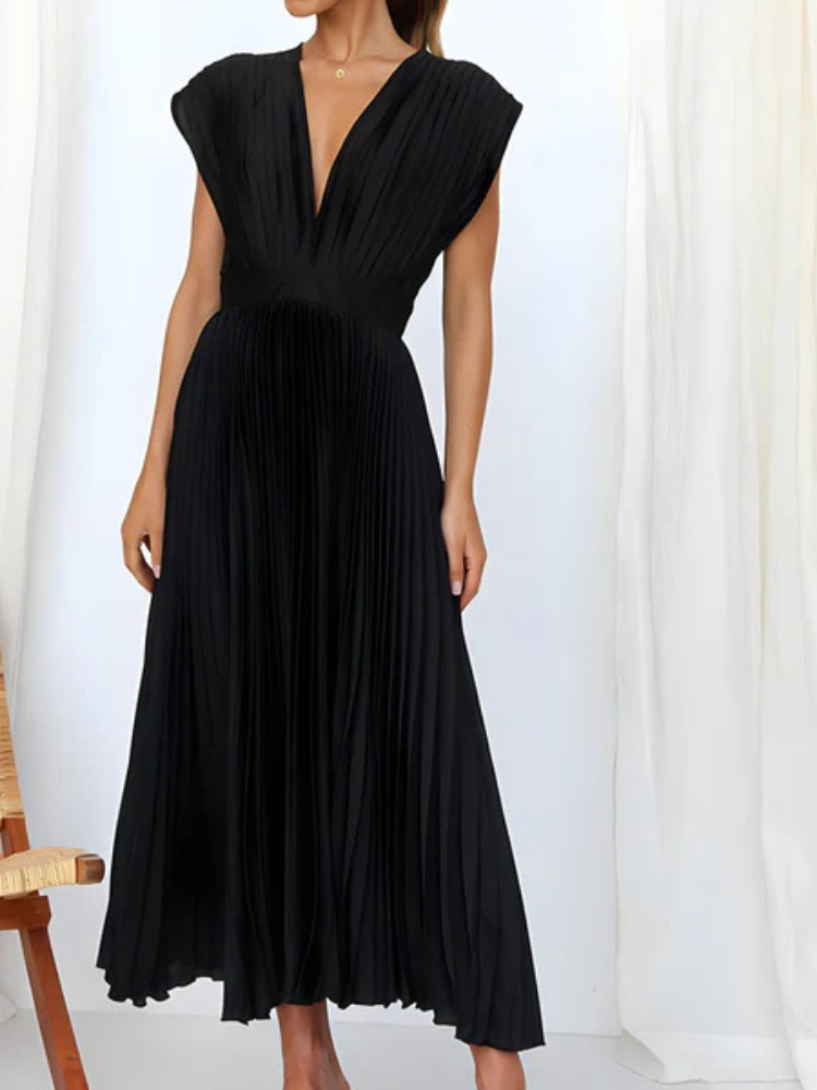 Amara | Women’s Summer Dress | Pleated V-Neck Elegant Fit