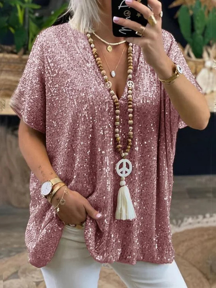 Amira | Women’s Sequin T-Shirt | Chic & Sparkling