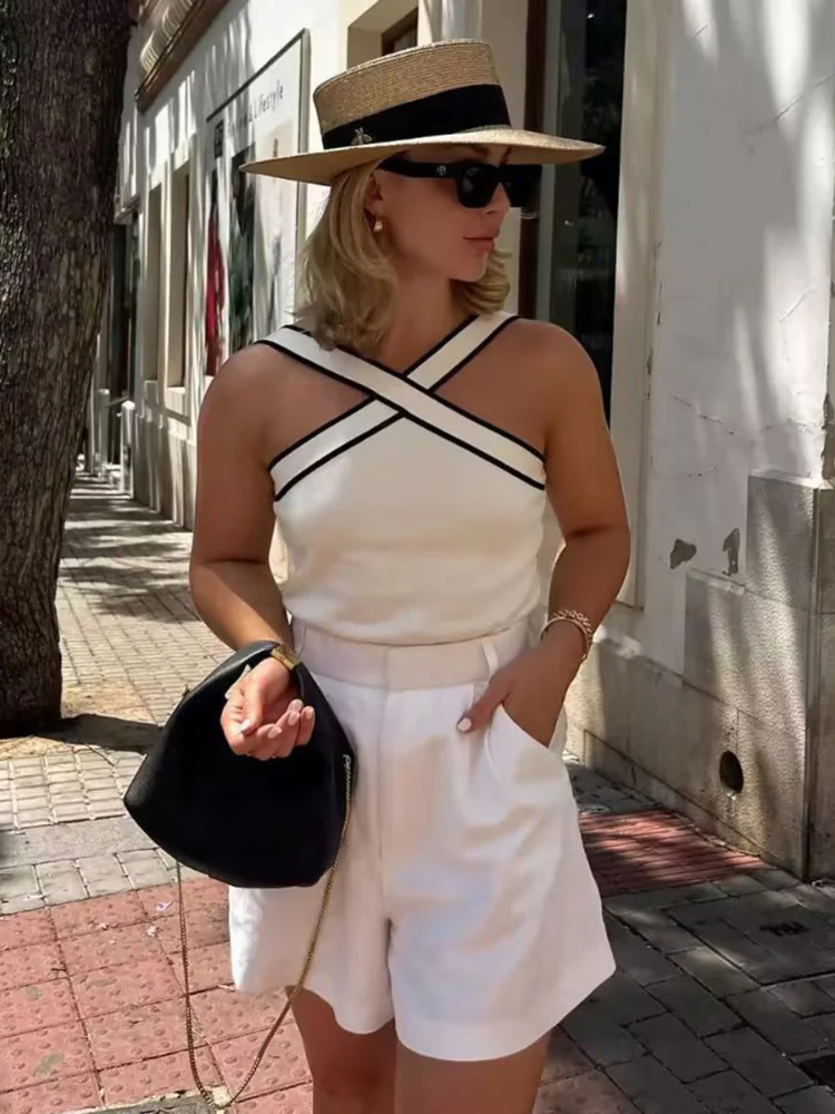 Aria | Women’s Knit Top | Trim Strap Fitted Minimal