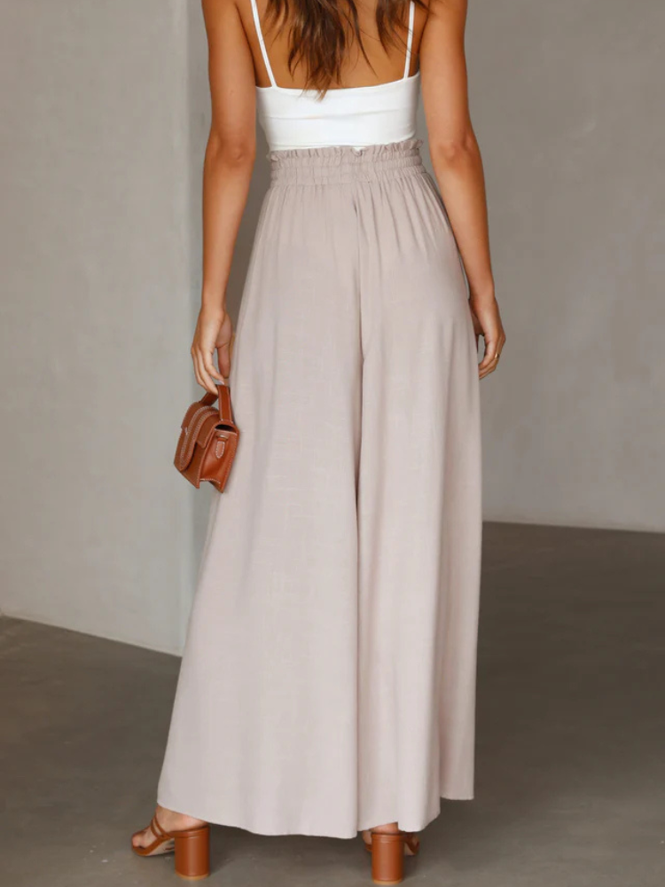 Arianna | Women’s Pants | Beige Wide Leg High-Waist Fit