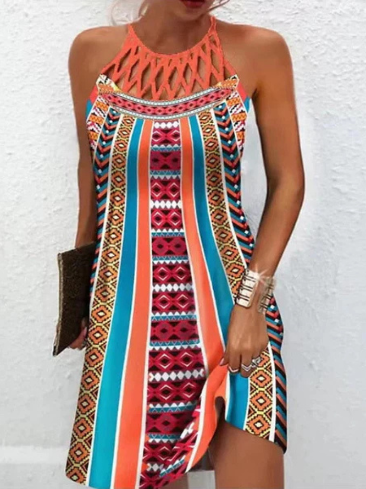 Brittany | Women’s Halter Print Dress | Elegant & Flattering