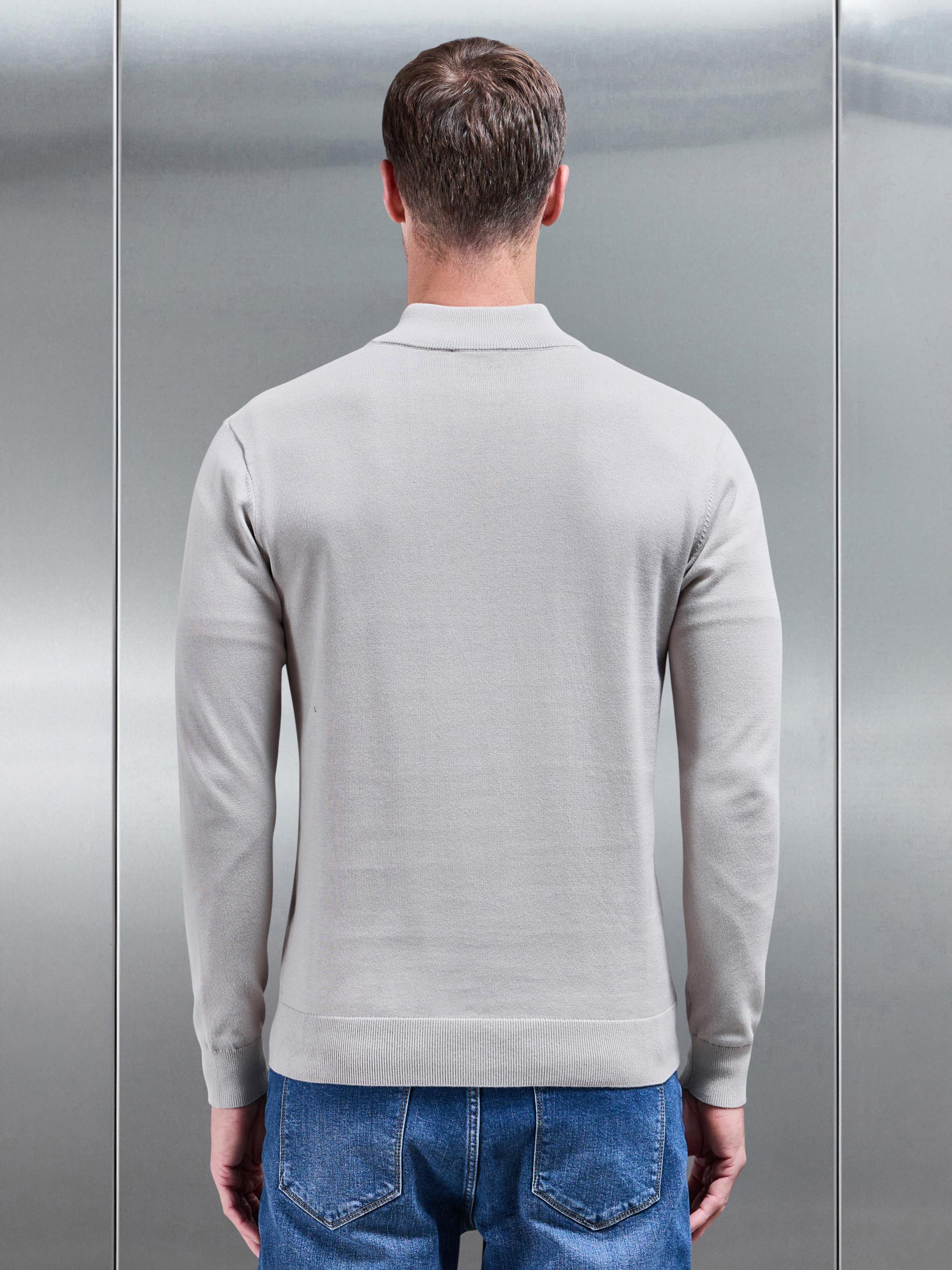 Men’s Knitted Jumper in Stone – Half Zip Jumper