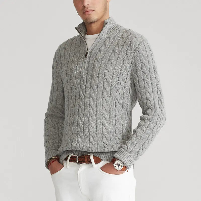 Men's jumper with half zip – casual style