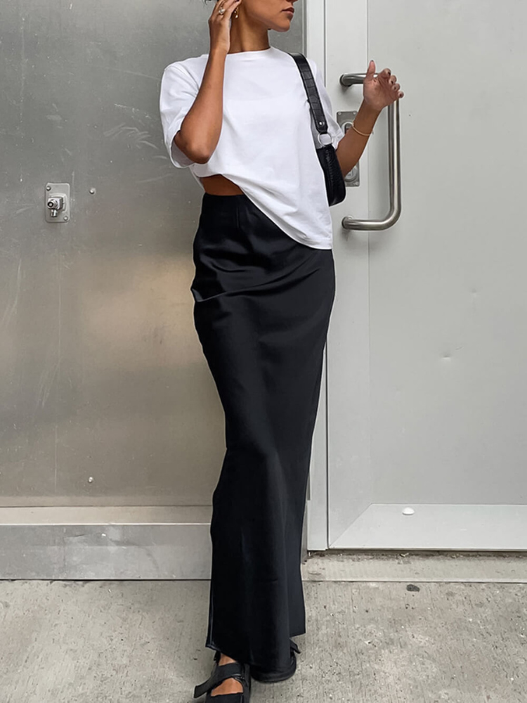 Celeste | Women’s Satin Skirt | High Waist & Fishtail Elegance