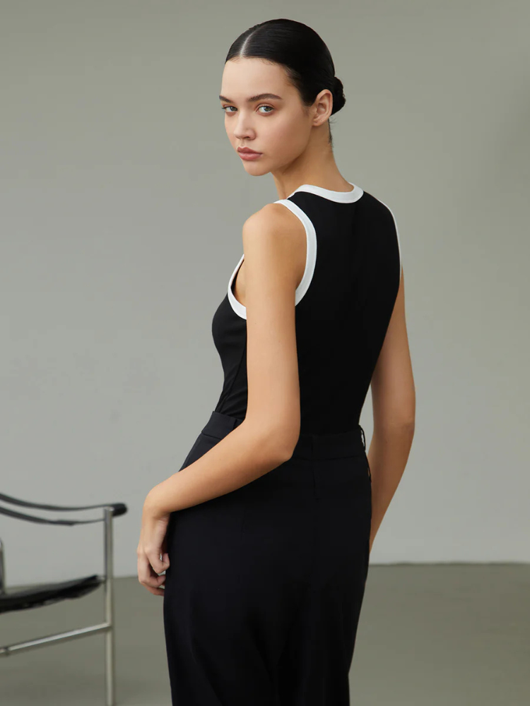 Davina | Women’s Tank Top | Contrast Trim Fitted Rib