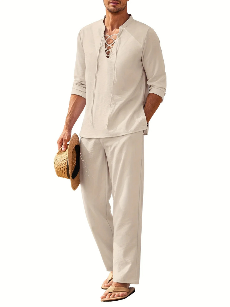Eamon | Men’s Set | White Lightweight Summer Fit