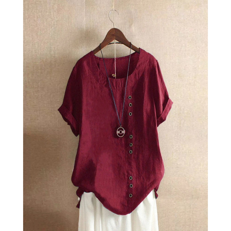 Elena | Women’s Short-Sleeve Blouse | Classic Cotton Comfort