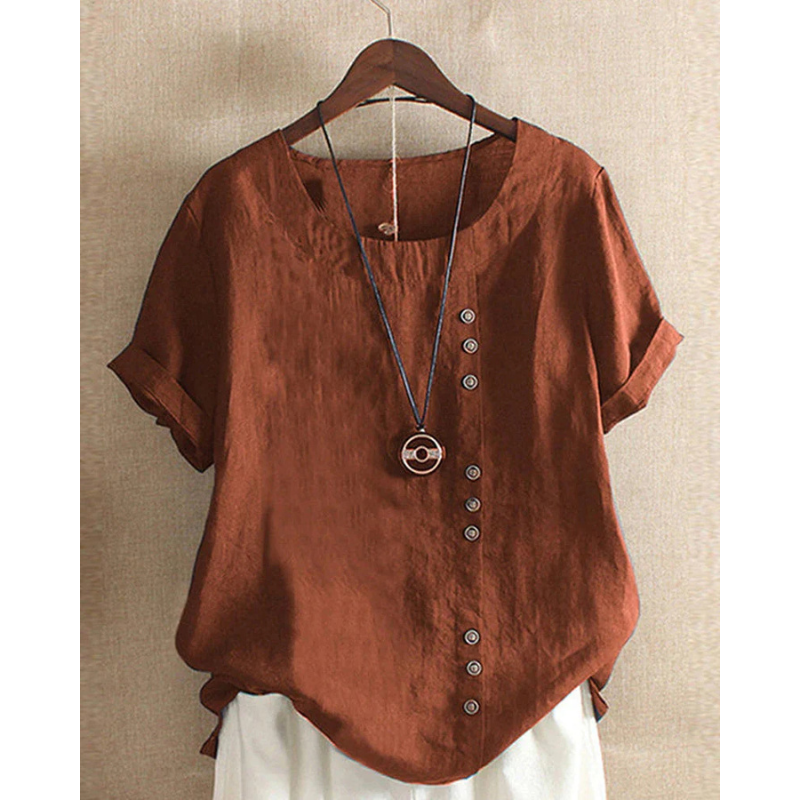 Elena | Women’s Short-Sleeve Blouse | Classic Cotton Comfort