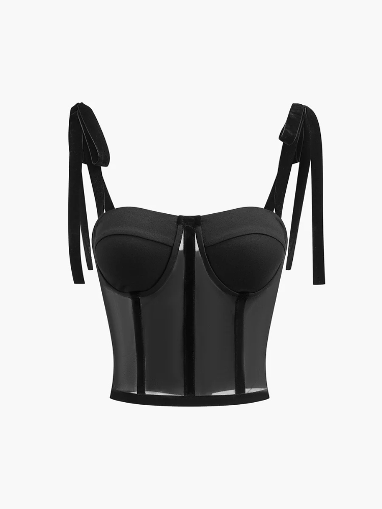 Eliana | Women’s Crop Top | Sheer Mesh Tied Cami