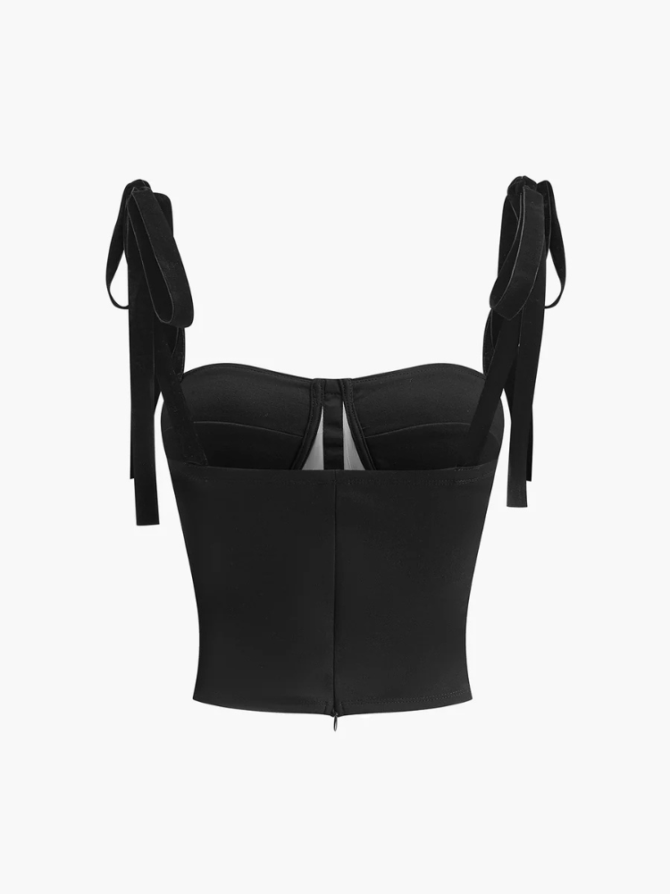 Eliana | Women’s Crop Top | Sheer Mesh Tied Cami