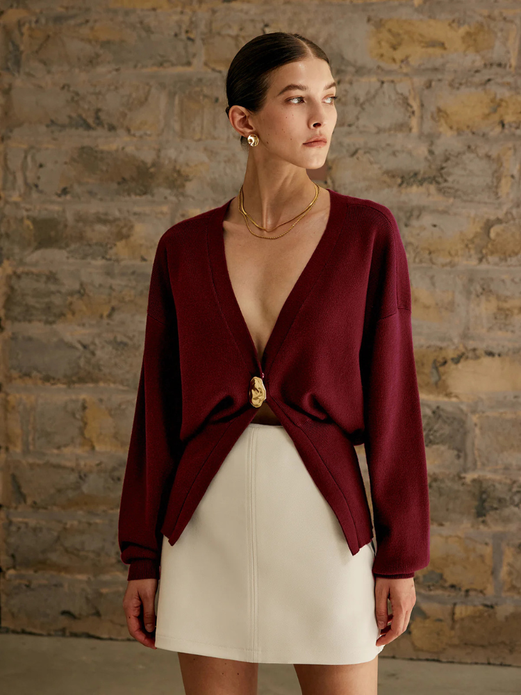 Elowen | Women’s Cardigan | Plain Golden Button