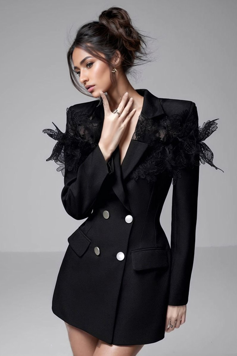 Feathered Blazer Dress | Power Dressing | Bold & Chic
