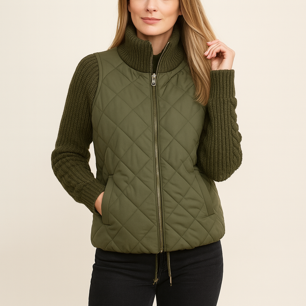 Velmiria – Chaqueta acolchada para mujer con cremallera y cuello vuelto