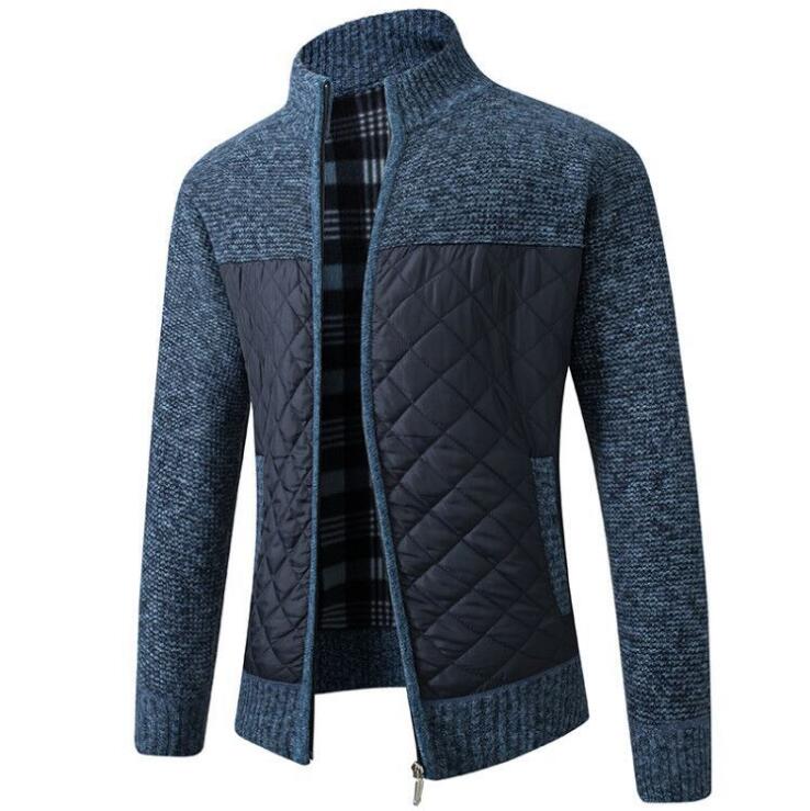 Garrick – Quilted Zip Sweater Jacket with Knit Sleeves for Men
