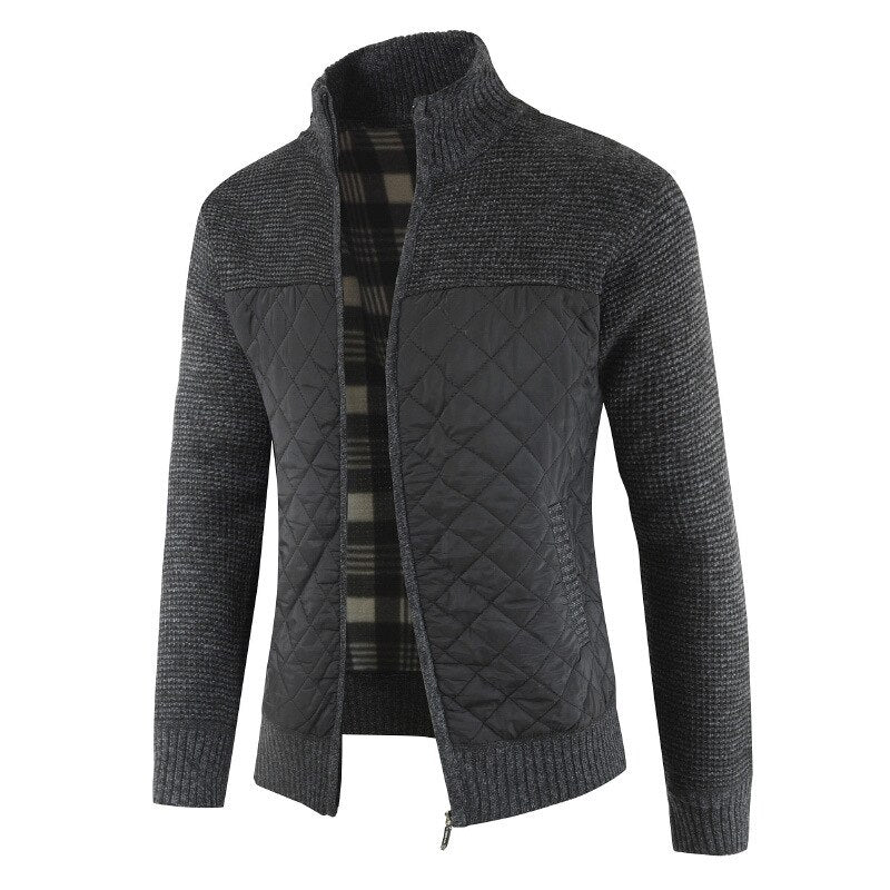 Garrick – Quilted Zip Sweater Jacket with Knit Sleeves for Men