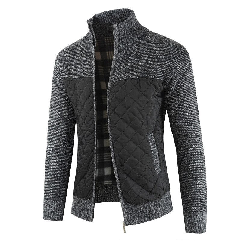 Garrick – Quilted Zip Sweater Jacket with Knit Sleeves for Men