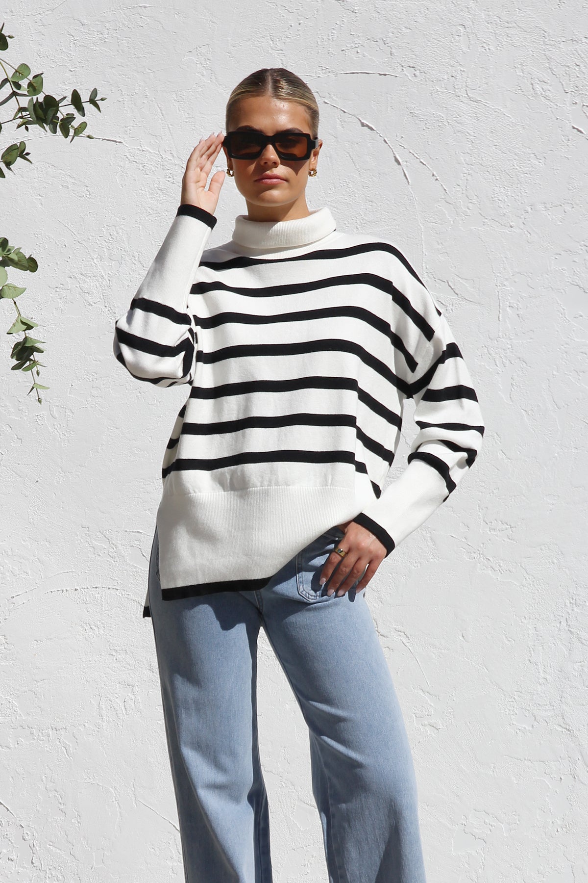 Striped Turtleneck Sweater | Oversized Fit | Classic & Cozy