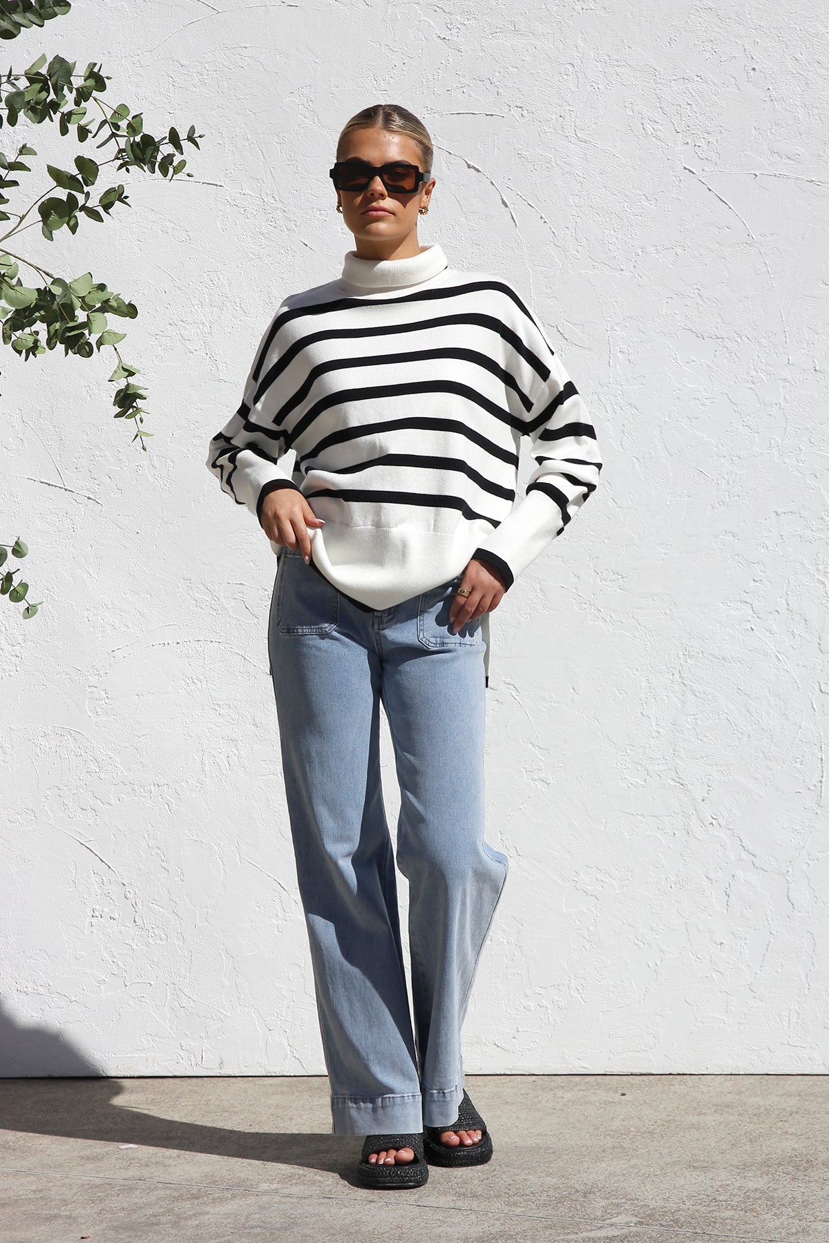 Striped Turtleneck Sweater | Oversized Fit | Classic & Cozy