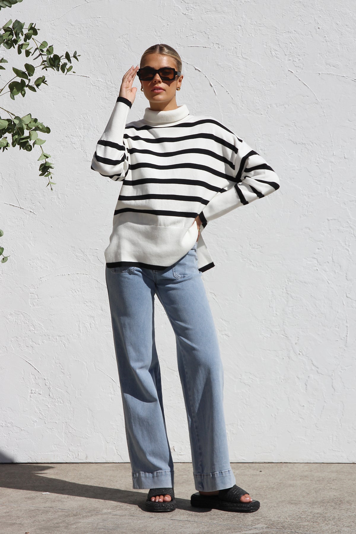 Striped Turtleneck Sweater | Oversized Fit | Classic & Cozy