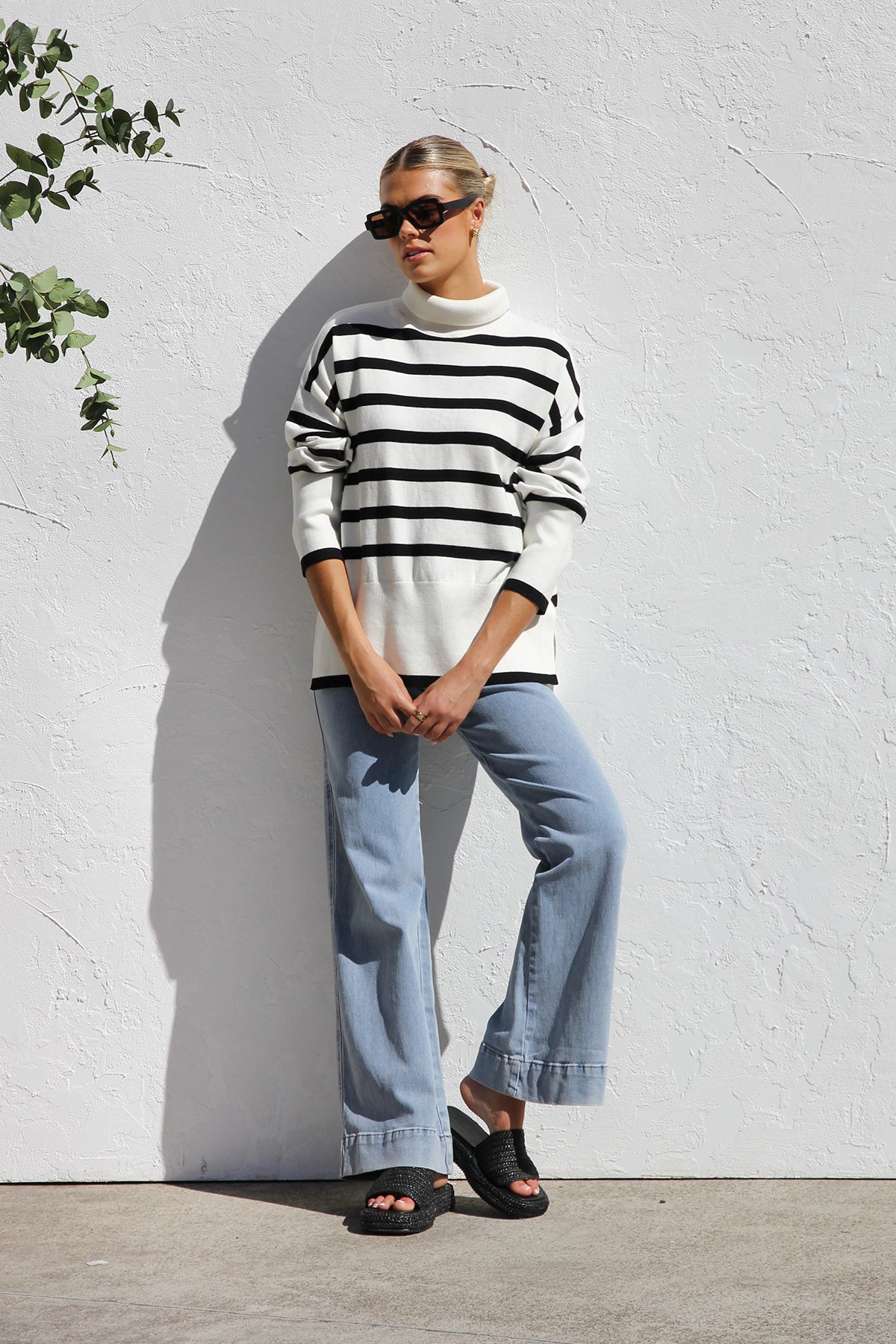 Striped Turtleneck Sweater | Oversized Fit | Classic & Cozy